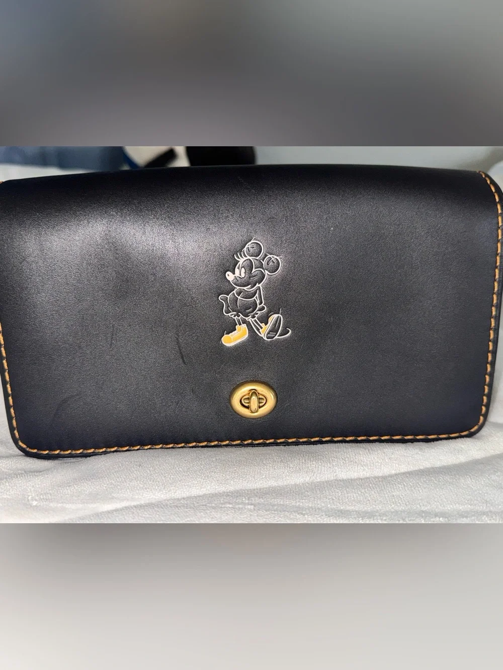 Coach x Disney Mickey Mouse Dinky Crossbody Bag Black Leather